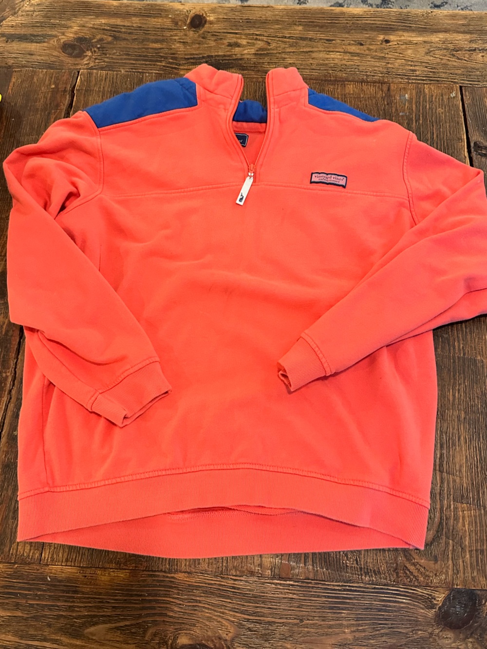Vineyard Vines Adult Coral/orange Quarter-Zip with blue Accent